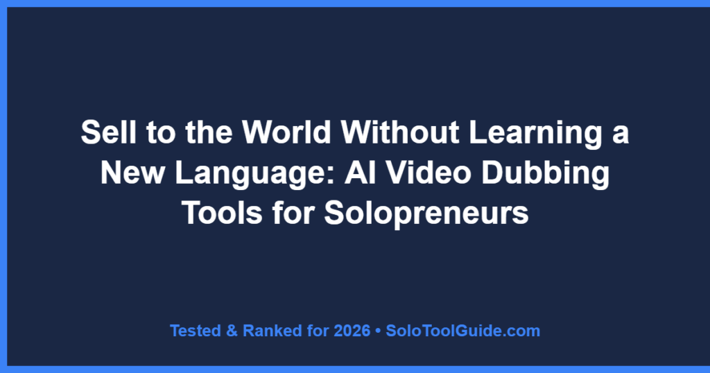 Sell to the World Without Learning a New Language: AI Video Dubbing Tools for Solopreneurs